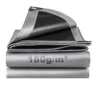 SHANNA Bâche de Protection Exterieur avec Oeillets, 4x6m 180 g/m² PE Bâche Voiture Piscine, Imperméable Résistante aux Déchirures UV Intempéries, Bâches Multiusage pour Meubles de Jardin, Noir Argenté
