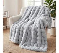 SHANNA Couverture 180x230 cm, Epaisse Plaid Lapin en Peluche Super Douce et Duveteux, Plaid Fausse Fourrure Haute Qualité, Polyvalente Plaids Polaire Chaude et Confortable pour Chambre Canapé Voyage