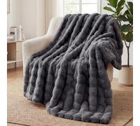 SHANNA Couverture 230x250 cm, Epaisse Plaid Lapin en Peluche Super Douce et Duveteux, Plaid Fausse Fourrure Haute Qualité, Polyvalente Plaids Polaire Chaude et Confortable pour Chambre Canapé Voyage