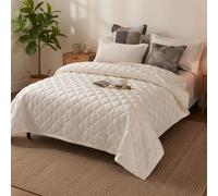 SHANNA Ensemble Couvre-lit 3 pièces : Couette épaisse Ultra-Douce en Microfibre Toute Saison, 220x240 cm, avec 2 taies 50x70 cm, pour Lits King Size (Blanc cassé-B)