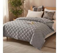 SHANNA Ensemble Couvre-lit 3 pièces : Couette Ultra-Douce en Microfibre Toute Saison, King Size 220x240 cm, avec 2 taies 50x70 cm, Lavable en Machine (Gris Clair-B)
