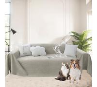 SHANNA Ensemble Housse De Canapé Et Couverture en Chenille: Moderne, Ultra Doux, Mélange, Antidérapant, Respirant, Lavable en Machine, pour Chiens Et Chats (Kaki, 180×260cm)