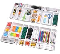 ShanQian Lot de 24 Organisateur Tiroir Bureau, 3 Tailles Compartiment Rangement Tiroir Bureau en Plastique, Organiseur Tiroir Bureau, Cuisine, Salle de Bain (3 Types/Blanc)