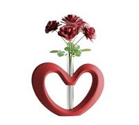 Shapes - Decorations Vase de table moderne en forme de cœur - En plastique recy vec tube en verre - Pour fleur unique - Finition mate - 18 x 13 cm - Étanche - Pour la Saint-Valentin, rouge
