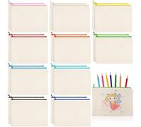 Shappy Lot de 20 trousses en toile avec fermeture éclair - Trousse à crayons - Trousse de maquillage vierge en coton pour voyage, loisirs créatifs (20 x 14 cm, M)