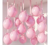 Shappy Lot de 24 ballons ronds en latex à suspendre au plafond avec nœuds en ruban satiné pour remise de diplôme, anniversaire, mariage, vacances (rose) - 45,7 cm