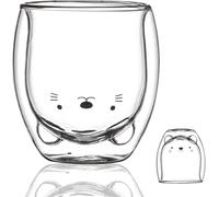 Sharemee - Tasse en verre à double paroi personnelle, tasse à café, tasse à lait, tasse à thé pour cadeau d'anniversaire, 250 ml / 8,4 oz