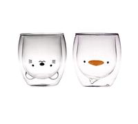 Sharemee - tasse en verre à double paroi personnelle, tasse à lait, tasse à café, tasse à thé pour cadeau d'anniversaire lot de 2, 250ml/8.4oz