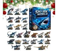 Shark Advent Christmas - 24 Pieces Acrylic 2D, Sea Theme Ornament, Countdow | Acrylic 2D Shark & Friend Shapes With Gold String Loops & Numbered Stickers, Bright Colorful Designs For Holiday Birthd