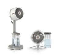 Shark FlexBreeze ProMist Ventilateur intérieur/extérieur sans fil FA300WHEU | brumisateur portable, portée 20 m, sur pied ou de table, 5 vitesses, silencieux, télécommande, dove