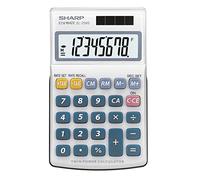 Sharp Calculatrice de poche EL-250 S – 8 chiffres, solaire et pile – blanc/bleu