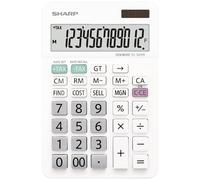 Sharp EL-334W Calculatrice de bureau blanc Ecran: 12 à pile(s), solaire (l x H x P) 112 x 170 x 14 mm