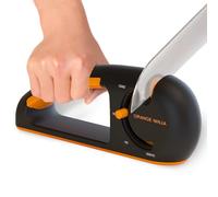 Sharp Pebble - Aiguiseur de couteaux 4 étapes Orange Ninja - Aiguiseur de couteaux de cuisine et dentelé, outil manuel pour aiguiser les lames de couteaux pour cuisine, chef, couteaux à steak