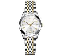 SHARPHY Montre femme de marque diamant calendrier d'affichage chiffres romains bracelet en acier argent nouveau classique