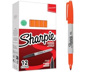 Sharpie 2025036 Boîte de 12 Marqueurs permanent pointe fine encre Orange