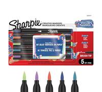 Sharpie Creative Marker - Lot de 5 marqueurs de peinture acrylique | Marqueurs de peinture à base d'eau | Encre sans bavure écrit sur la plupart des surfaces | Pointe pinceau | Fournitures d'artisanat