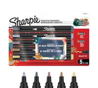Sharpie Creative Marker Lot de 5 marqueurs de peinture acrylique | Marqueurs de peinture à base d'eau | Encre sans bavure écrit sur la plupart des surfaces | Pointe ogive | Fournitures d'artisanat et