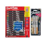 Sharpie Creative Marker Marqueur peinture acrylique | À base d'eau | Encre sans bavure pour écrire sur la plupart des surfaces | Pointe ogive + 3 marqueurs à pointe fine métallique