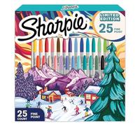 Sharpie Ensemble de marqueurs permanents Assortiment de couleurs en édition limitée pour la saison festive | Pointe fine | 25 feutres marqueurs | Coffret cadeau de Noël