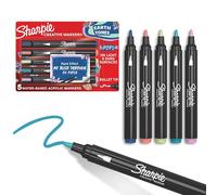 Sharpie Feutres acrylique | Couleurs Minérales | Pointe ogive | Feutres de coloriage adulte idéal pour coloriage mystèredessineretc. | Encre anti-bavures à base d’eau | Lot de 5