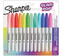 Sharpie Marqueur permanent Glam Pop – Pointe 1,5 à 3 mm – Couleurs assorties – Pochette 12