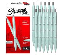 Sharpie Lot de 12 stylos à encre gel S-Gel, corps Ocean Fog, encre noire | Corps élégant Ocean Brouillard, encre gel sans traces, poignée profilée, pointe moyenne 0,7 mm, look professionnel