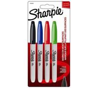 Sharpie Lot De 4 Marqueurs Permanents - Pointe Fine - Couleurs Standard Assorties