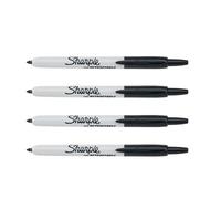 Sharpie Lot de 4 marqueurs permanents rétractables à pointe fine Noir