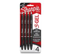 Sharpie Lot de 4 stylos S-gel, pointe ultra fine (0,38 mm), encre gel noire