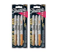 Sharpie Lot de 6 marqueurs permanents métallisés - Pointe fine - Couleurs métalliques assorties - Or, Argent, Bronze