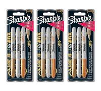 Sharpie Lot de 9 marqueurs permanents métallisés à pointe fine - Couleurs métalliques assorties - Or, Argent, Bronze
