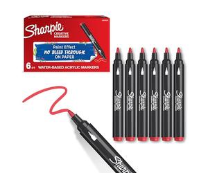 Sharpie Marqueurs Créatifs feutres acrylique | Pointe ogive | Feutres de coloriage adulte à base d’eau idéal pour coloriage mystèrescrapbookingdessineretc. | Rouge | Lot de 6