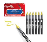 Sharpie Marqueurs Créatifs feutres acrylique | Pointe pinceau | Feutres de coloriage adulte à base d’eau idéal pour coloriage mystère, scrapbooking, dessiner, etc. | Jaune | Lot de 6