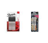 Sharpie marqueurs indélébiles | pointe fine | encre noir permanent | Lot de 12 & marqueurs métalliques permanents, pointe fine, assortiment de couleurs métalliques, pochette de 3