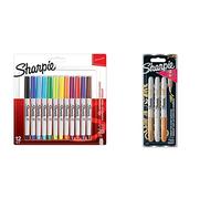 SHARPIE marqueurs indélébiles | pointe ultra fine | assortiment de couleurs à encre permanente | Lot de 12 & marqueurs métalliques permanents | pointe fine | pochette de 3
