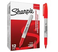 Sharpie Marqueurs permanents – Pointe fine – Rouge – Lot de 12