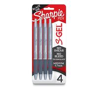 Sharpie S-gel Lot de 4 stylos à bille à encre gel, pointe moyenne (0,7 mm), corps blanc nacré, encre gel noire