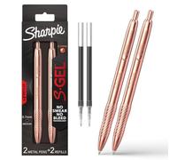 Sharpie S-Gel, stylo gel, corps en métal cuivre, pointe moyenne (0,7 mm), encre noire, comprend 2 stylos et 2 recharges d'encre supplémentaires