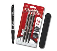 Sharpie S-Gel | Stylos gel | Pointe moyenne (0,7 mm) | Encre noire | 3 pièces + étui en velours noir