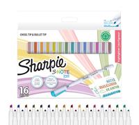 Sharpie - Marqueur créatif S-NOTE DUO - Double pointe (ogive et biseautée) pastel - Blister 16