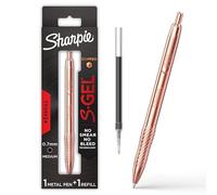 Sharpie Stylo gel S-Gel, corps en métal cuivre, pointe moyenne (0,7 mm), encre noire, comprend 1 stylo et 1 recharge d'encre supplémentaire