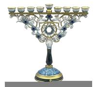 Sharplace Candélabre Menorah en métal à 9 Branches, Accessoire de décoration pour Hanoucca, pour Festivals, célébrations, Multifonctionnel, 18,3 x 17 cm
