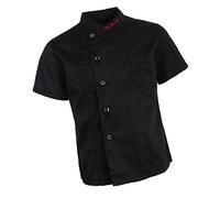 Sharplace Uniforme Chef Blouse de Cuisinier Sergé Veste de Cuisinier Unisexe Manches Courtes, Rouge/Noir/Blanc, M-3XL