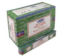 Sharvgun Nag Champa Lot de 12 paquets de bâtons d'encens Parfum basilic sacré Aggarbatti Parfum d'intérieur Aromathérapie 15 g x 180 g