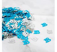 SHATCHI Confettis métallisés pour 18e anniversaire Bleu et argenté 56 g 12 mm