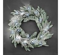 SHATCHI Couronne de Noël Artificielle pré-éclairée de 55 cm pour cheminées, Murs, Portes, escaliers, Flocons de Neige, Sapin de Noël, Jardin, Cour avec 30 LED Blanches