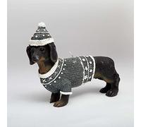 SHATCHI Figurine de teckel Wiener, 20 x 14 cm, esthétique, jolie table en forme de chien, décoration de Noël, cadeau pour les amoureux des animaux, en cire, noire