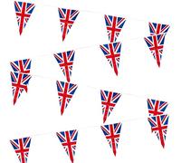 SHATCHI Guirlande de fanions britannique Union Jack pour décoration de rue, drapeaux triangulaires, événements sportifs, pub, barbecue, thème royal, Simple, SHATCHI-688, 18m/60ft with 40 Flags