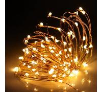 SHATCHI Guirlande lumineuse à 40 LED/4 m - Fil de cuivre - Fonctionnement à piles - Blanc chaud - Étanche - Pour chambre à coucher, Noël, fête, mariage, extérieur et intérieur