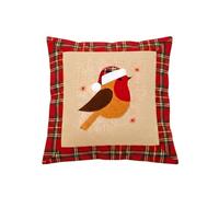 SHATCHI Hessian Home Chambre Bureau Décorations Toile de Jute Coton Lin Imprimé Housses de Coussin - Renne, Bonhomme de Neige, Robin, Pudding de Noël, 40x40cm